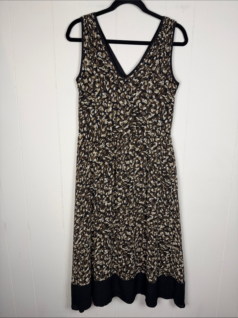 Talbots Pure Silk Vintage Faux Wrap Abstract Camo Print Midi Dress Size 10 - Picture 5 of 15